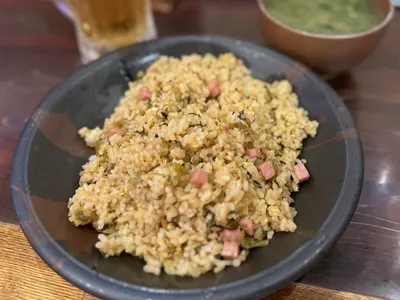 高菜チャーハン_ビール_沖縄料理