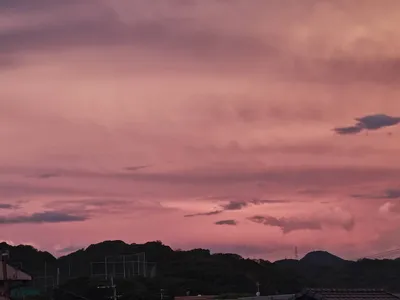 ピンク色の夕焼け