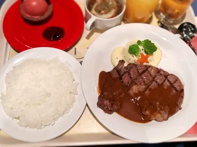ステーキ_ライス_和風