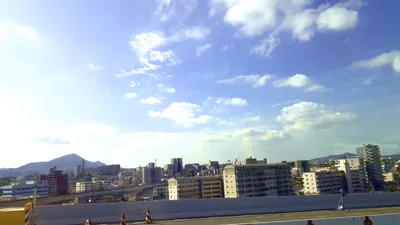 高速道路の上で 登校中