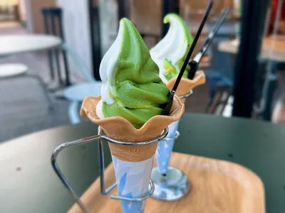 抹茶.ソフトクリーム.テラス